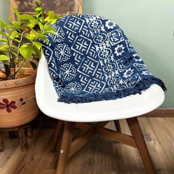 bG9jYWw6Ly9tZWRpYS9TUy9HRC82MFIzMEMxRzZSV0tHRFNTLzE5NGIxMzVhLmpwZWc.jpg Desi Stripes Handmade Indigo Throw – 170 x 120 cm